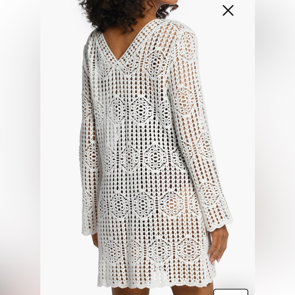 La Blanca Coverup RESORT WEAR new White Crochet Swim Cover-Up - Picture 11 of 12
